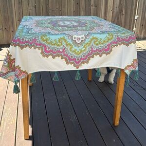 Table Cloth Wall Tapestry Boho Chic Topper with Tassel 57”x 57” #1215248B